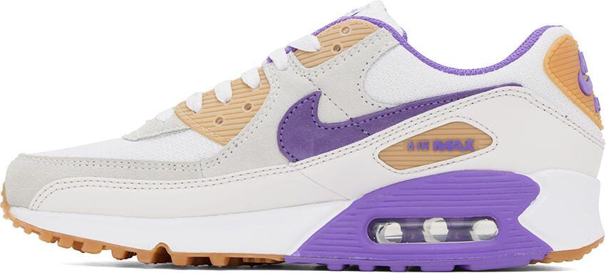 Nike White  Purple Air Max 90 Sneakers - Picture 3