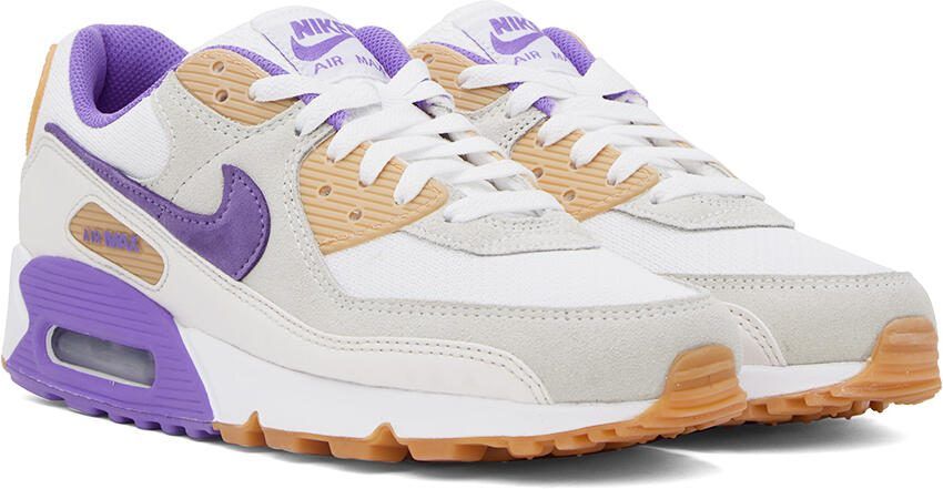 Nike White  Purple Air Max 90 Sneakers - Picture 2