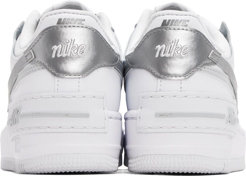 Nike White  Silver Air Force 1 Shadow Sneakers