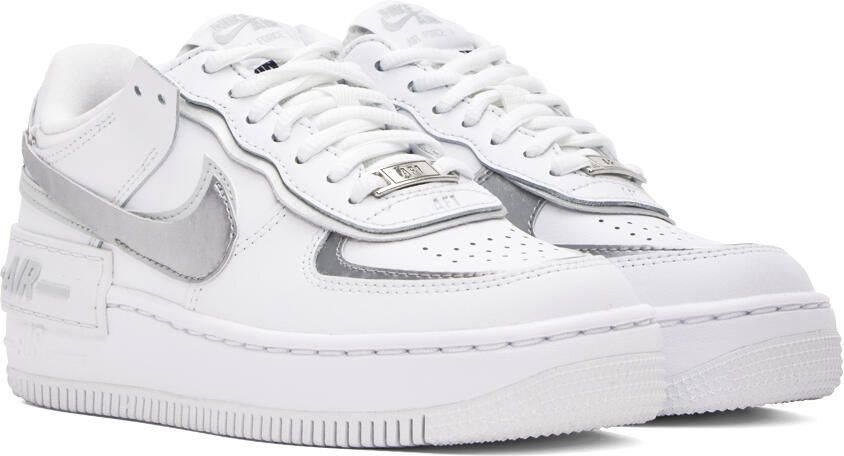 Nike White  Silver Air Force 1 Shadow Sneakers - Picture 2