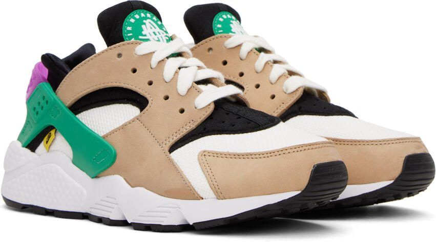 Nike White  Tan Air Huarache Premium Sneakers - Picture 2