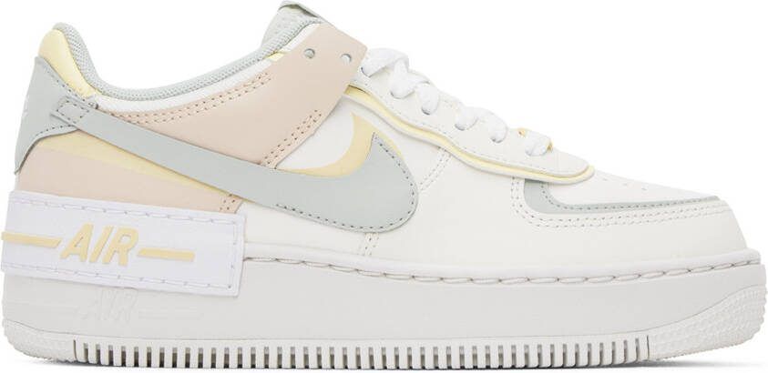 Nike White  Beige Air Force 1 Shadow Sneakers - Picture 5
