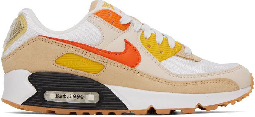 Nike White  Beige Air Max 90 SE Sneakers - Picture 5