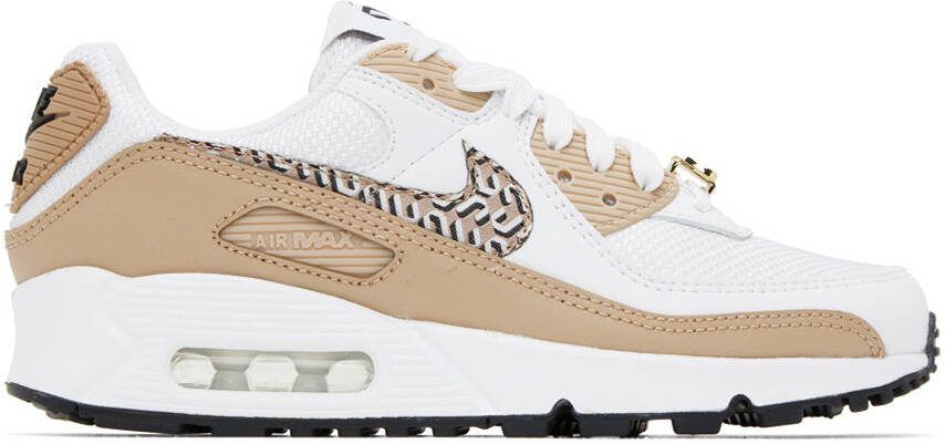 Nike White  Beige Air Max 90 Sneakers - Picture 5