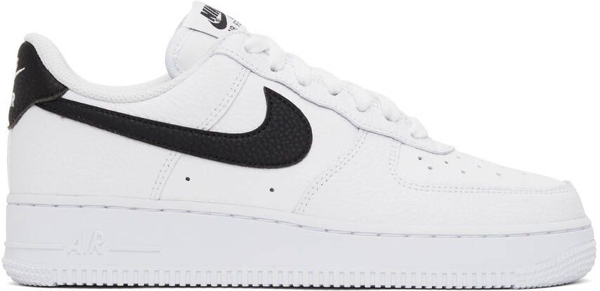 Nike White  Black Air Force 1 '07 Sneakers - Picture 5