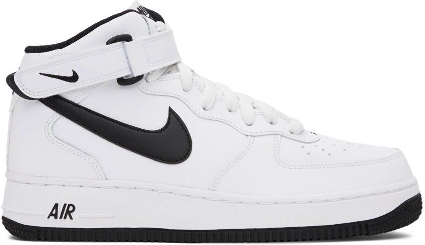Nike White  Black Air Force 1 '07 Sneakers - Picture 5