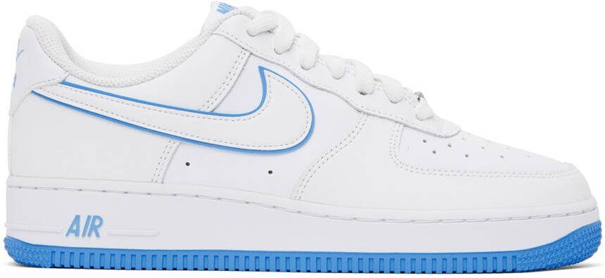 Nike White  Blue Air Force 1 '07 Sneakers - Picture 5