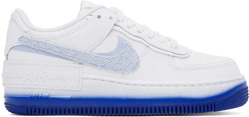 Nike White  Blue Air Force 1 Shadow Sneakers