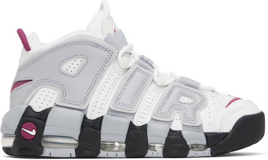 Nike White  Gray Air More Uptempo Sneakers
