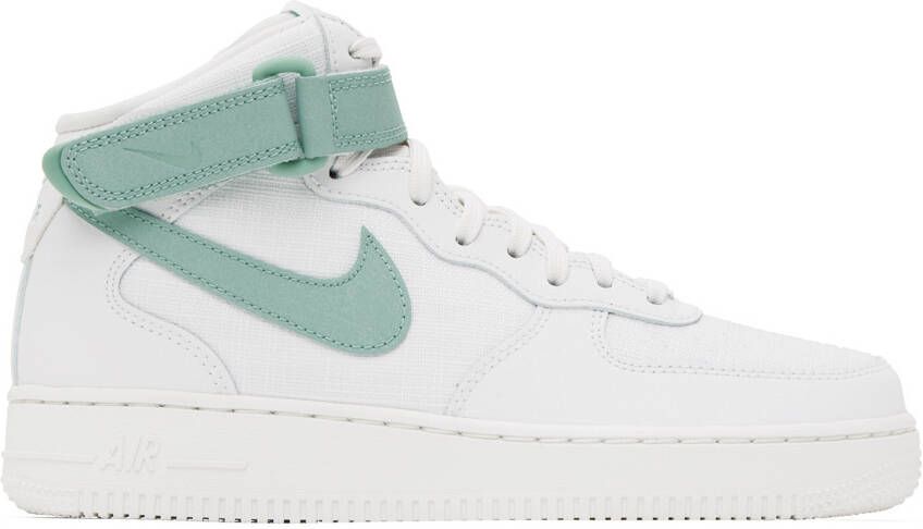 Nike White  Green Air Force 1 '07 Mid Sneakers - Picture 4