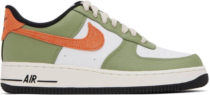Nike White  Green Air Force 1 '07 Sneakers - Picture 5