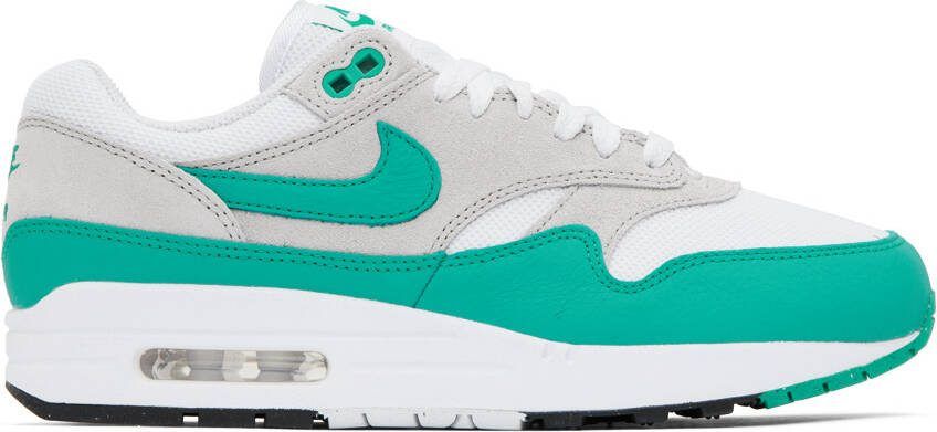 Nike White  Green Air Max 1 Sneakers - Picture 5
