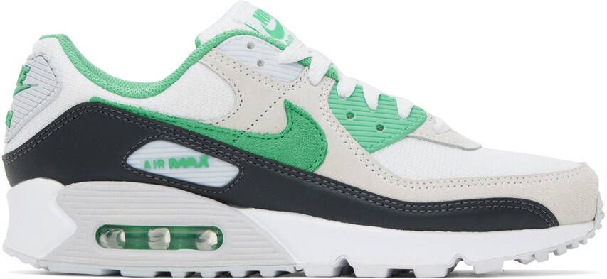 Nike White  Green Air Max 90 Sneakers - Picture 5