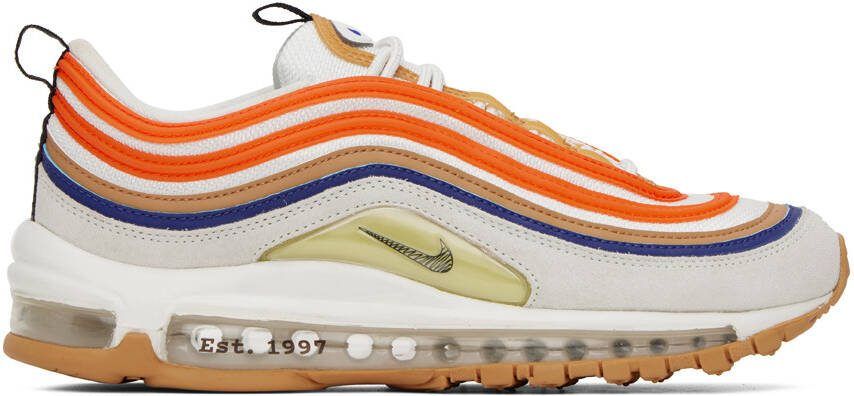Nike White  Orange Air Max 97 SE Sneakers - Picture 5