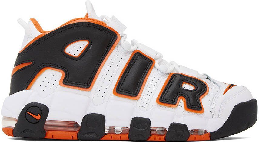 Nike White  Orange Air More Uptempo '96 Sneakers - Picture 5