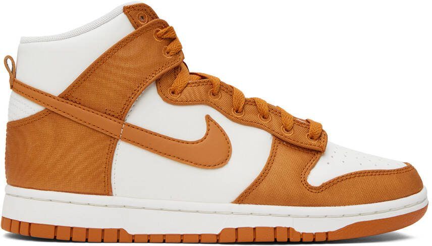 Nike White  Orange Dunk Hi Retro Sneakers - Picture 5