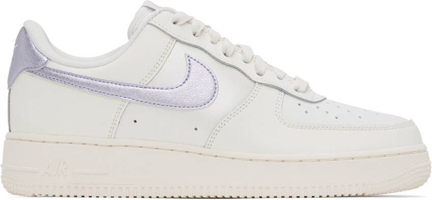 Nike White  Purple Air Force 1 '07 Sneakers - Picture 4