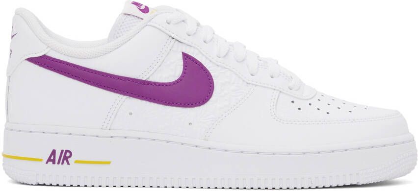 Nike White  Purple Air Force 1 '07 Sneakers - Picture 5