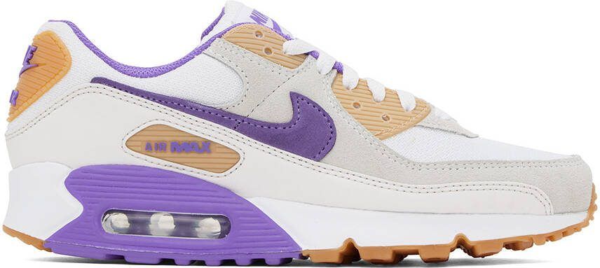 Nike White  Purple Air Max 90 Sneakers - Picture 5