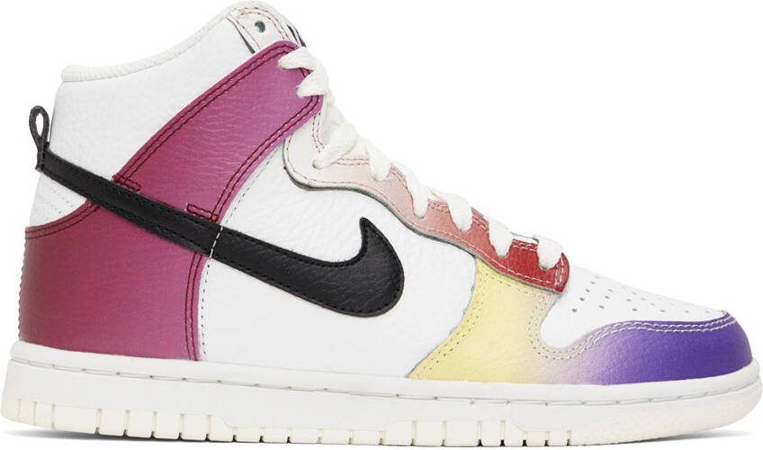 Nike White  Purple Dunk High Sneakers