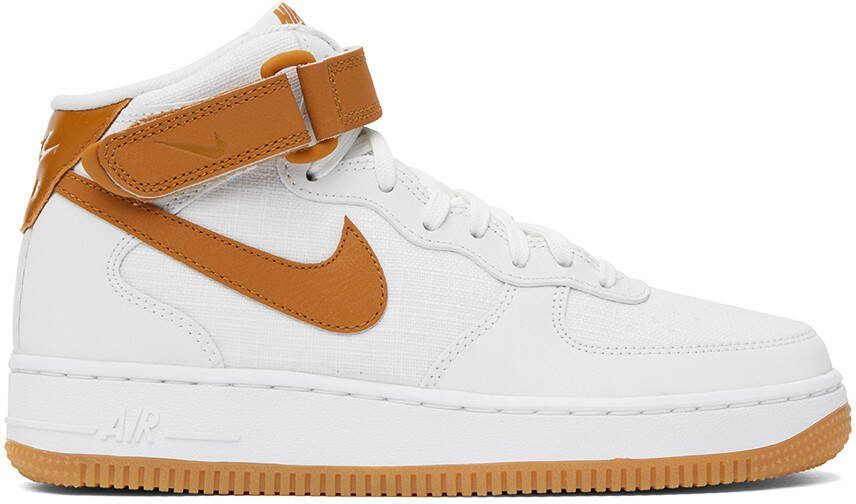 Nike White  Tan Air Force 1 '07 Sneakers - Picture 5