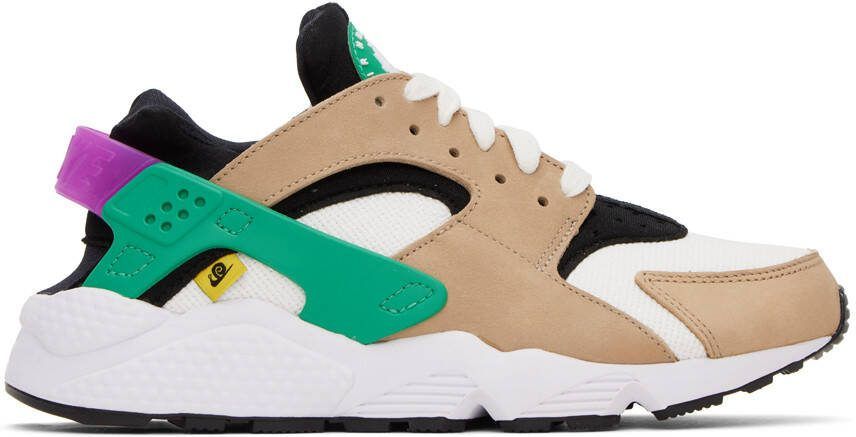 Nike White  Tan Air Huarache Premium Sneakers - Picture 5