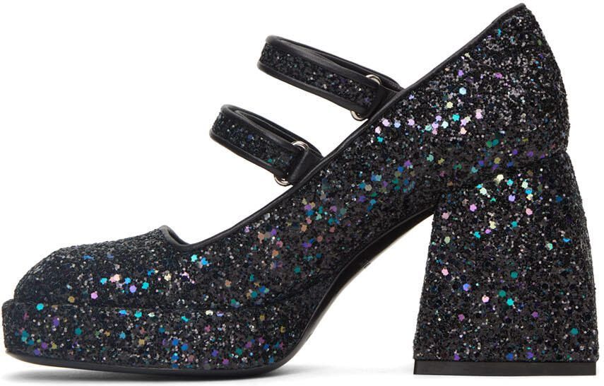 Nodaleto Black Glitter Bulla Babies 65 Platform Heels - Picture 4