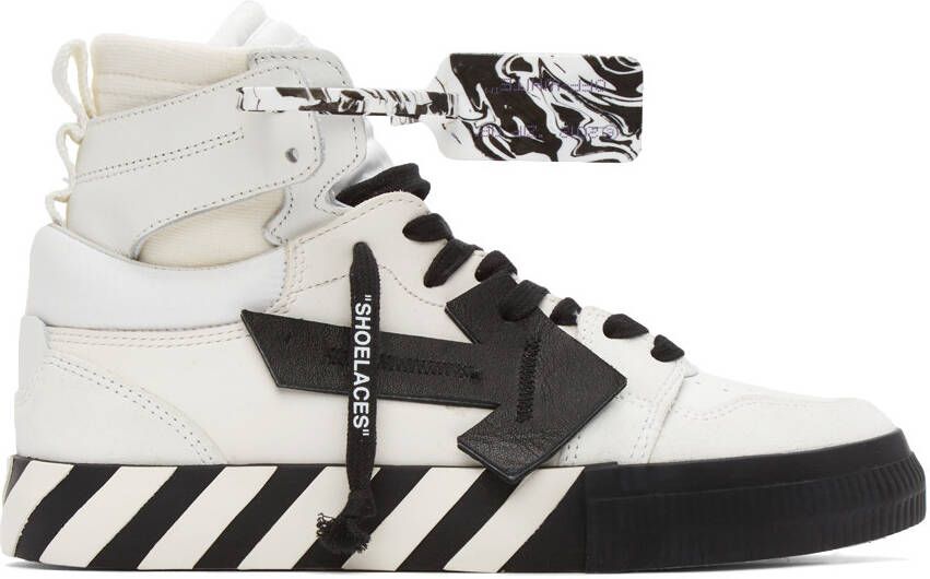 Off-White  Black High Top Vulcanized Leather Sneakers - Picture 5