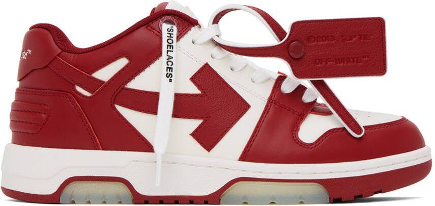 Off-White  Burgundy Out Of Office Sneakers - Picture 5