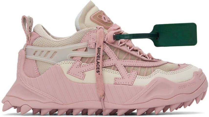 Off-White Beige  Pink Odsy 1000 Sneakers - Picture 5