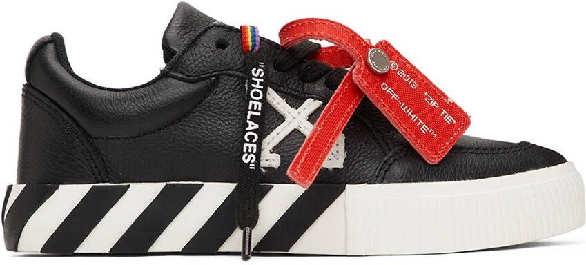Off-White Kids Black  White Calfskin Vulcanized Low Sneakers - Picture 4