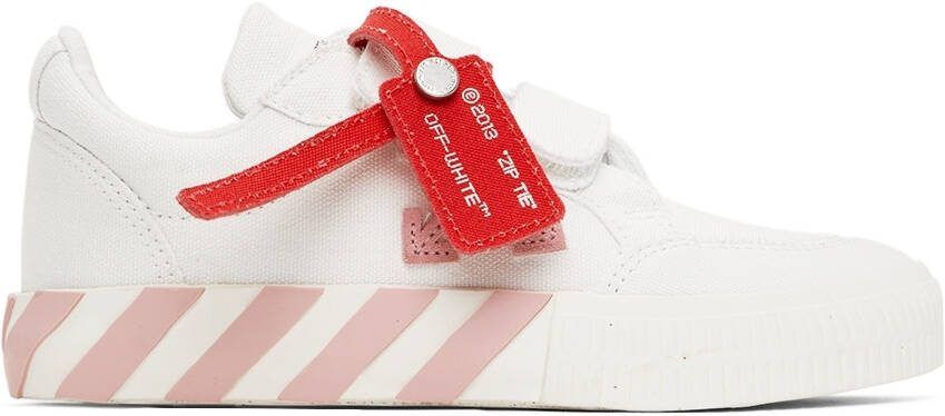 Off-White Kids White  Pink Canvas Vulcanized Low Strap Sneakers - Picture 5