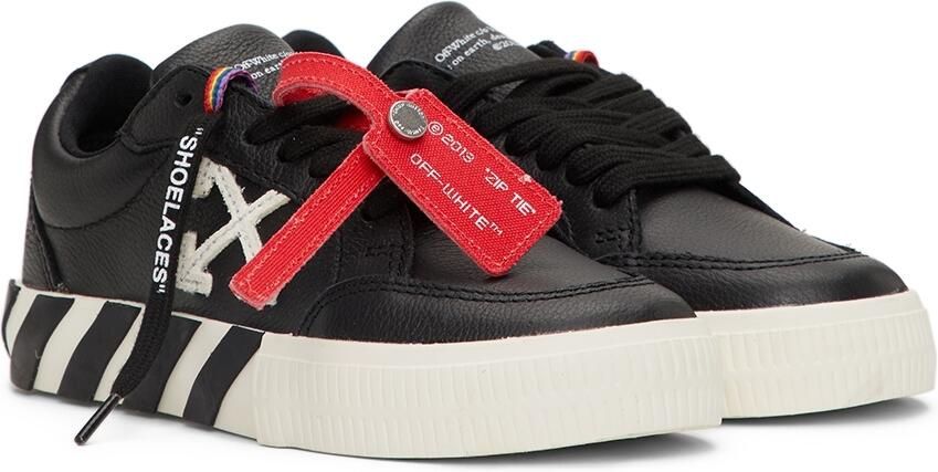 Off-White Kids Black  White Calfskin Vulcanized Low Sneakers