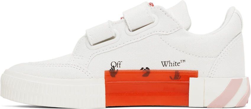 Off-White Kids White  Pink Canvas Vulcanized Low Strap Sneakers - Picture 4