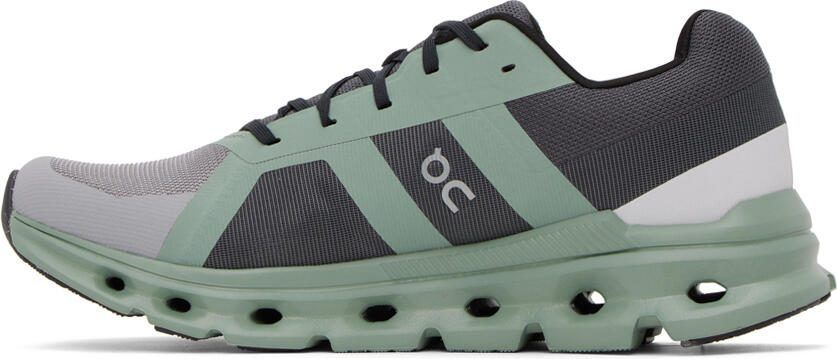 On Gray  Green Cloudrunner Sneakers - Picture 3