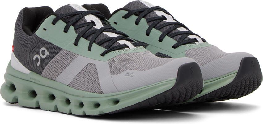 On Gray  Green Cloudrunner Sneakers - Picture 2