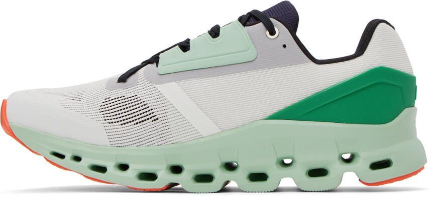 On White  Green Cloudstratus Sneakers - Picture 3