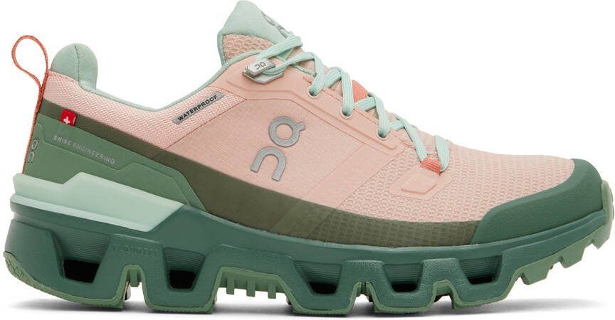 On Pink  Green Cloudwander Sneakers - Picture 5