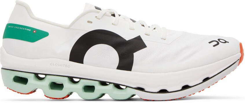 On White  Green Cloudboom Echo Sneakers - Picture 5