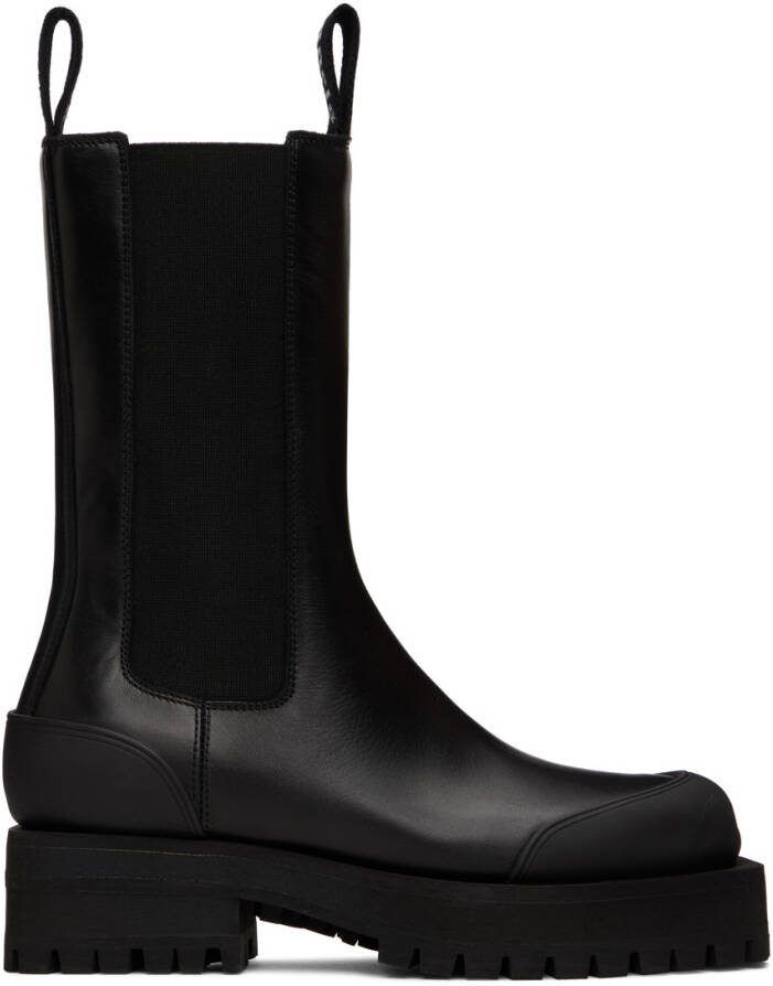 Palm Angels Black Leather Combat Boots - Picture 2