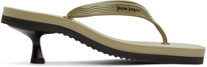Palm Angels Khaki  Black Flip Flop Heeled Sandals - Picture 5