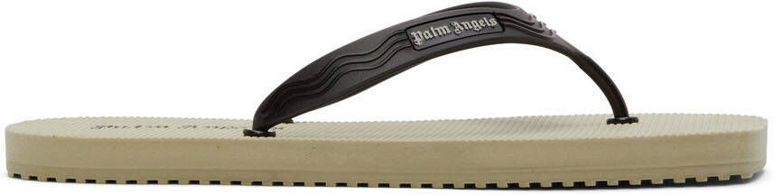 Palm Angels Khaki  Black Flip Flop Sandals