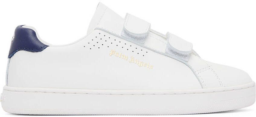 Palm Angels Kids White Navy Palm 1 Strap Sneakers