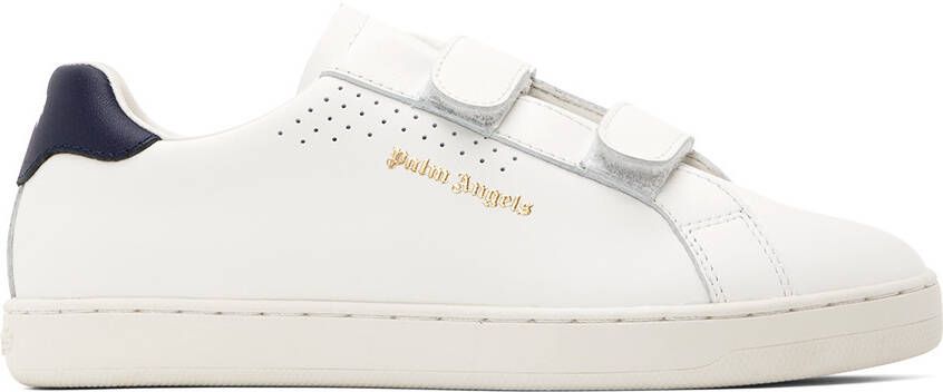 Palm Angels Kids White  Navy Palm One Strap Sneakers - Picture 5