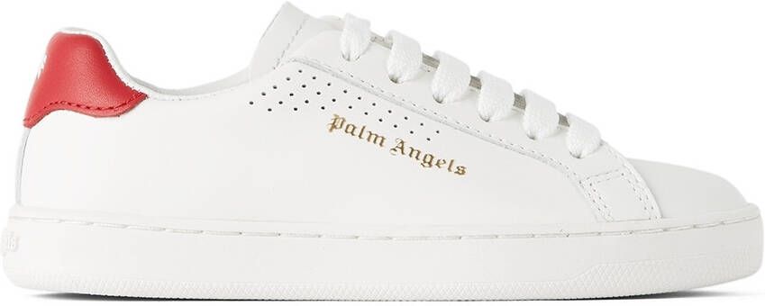 Palm Angels Kids White  Red New Tennis Sneakers - Picture 5