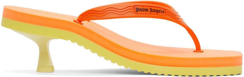 Palm Angels Orange  Yellow Flip Flop Heeled Sandals
