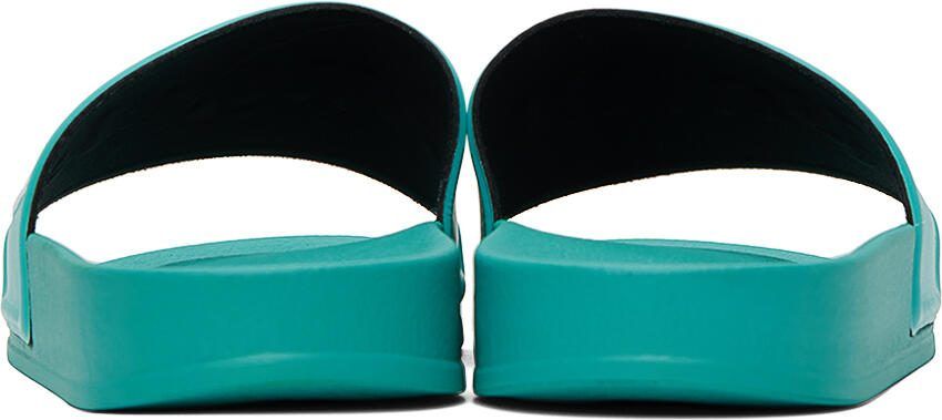 Palm Angels logo print pool slides Blue