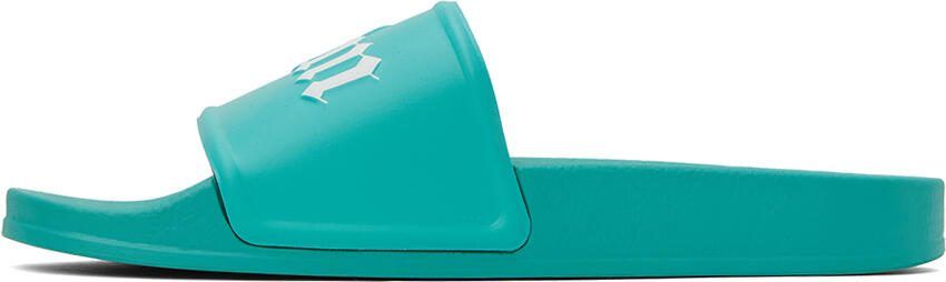 Palm Angels logo print pool slides Blue - Picture 4