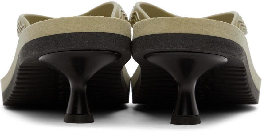 Palm Angels Khaki  Black Flip Flop Heeled Sandals