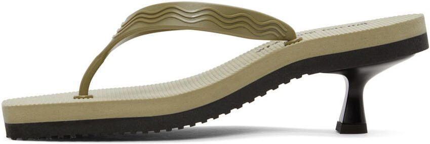 Palm Angels Khaki  Black Flip Flop Heeled Sandals - Picture 3